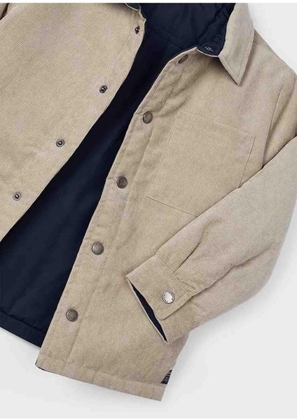 Kışlık Erkek Çocuk Çift Taraflı Gömlek - Krem ve Lacivert fırsatları