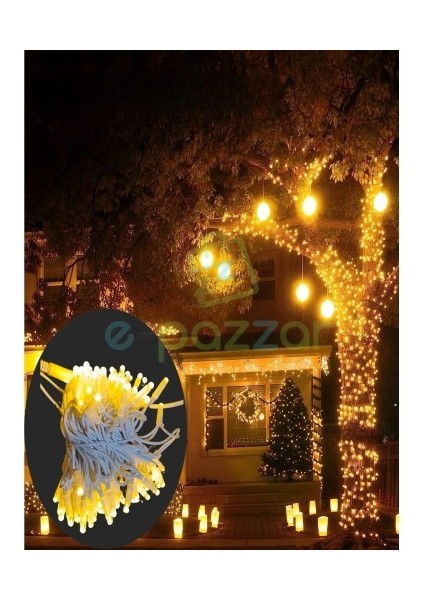 10M 100 LED IP65 Dış Mekan LED Işık Beyaz Kablo