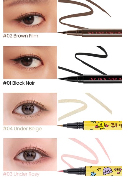 Hassas ve İnce Fırça Uçlu Kalem Eyeliner PERIPERA Ink Thin Thin Brush Liner (01 Black Noir) modelleri