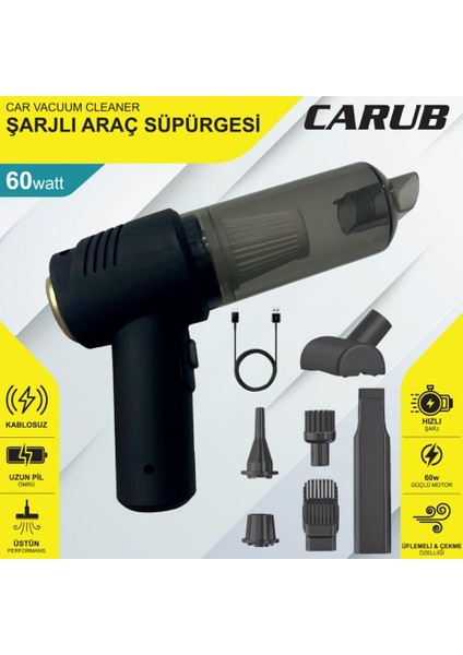 12V ARAÇ SÜPÜRGESİ KABLOSUZ ŞARJLI 60W fiyatları