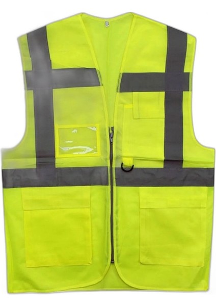 Reflektörlü Cepli Mühendis Ikaz Yeleği Fosfor Sarı