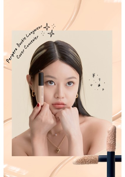 Hafif Yapılı Gün Boyu Yüksek Kapatıcı PERIPERA Double Longwear Cover Concealer (#01 Pure Ivory)