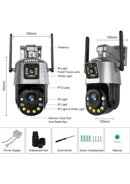 6 Mp Çift Kameralı 36X Optik Zoom Büyük Kasa Ptz Wifi Kamera Icsee Xmeye Yazılım fiyatları