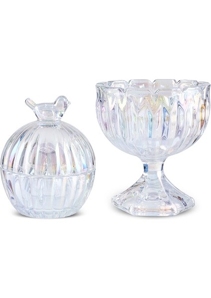 Terry Ikili Lokumluk / Şekerlik Seti 9.5 cm Lüster