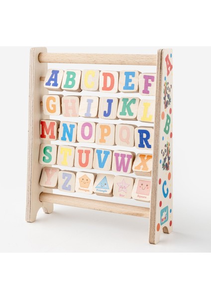 Montessori Ahşap Alfabe Abaküs / 3+ Yaş / Renkli Harfler, Şekiller ve Görseller / Eğitici, Öğretici ve Güvenli Çocuk Oyuncağı fiyatları