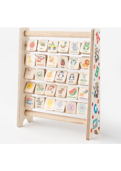 Montessori Ahşap Alfabe Abaküs / 3+ Yaş / Renkli Harfler, Şekiller ve Görseller / Eğitici, Öğretici ve Güvenli Çocuk Oyuncağı modelleri