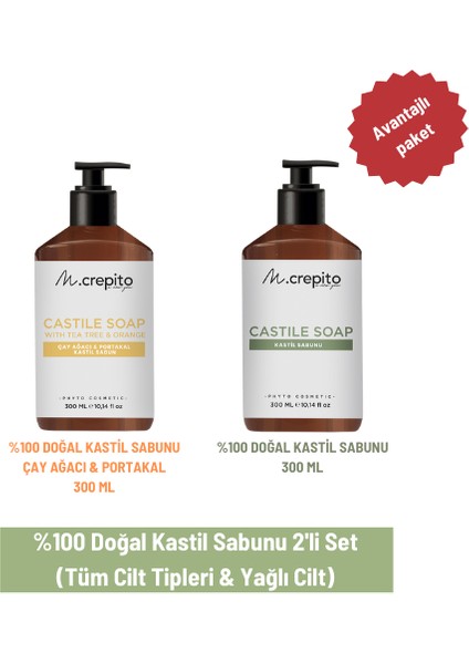 %100 Doğal Kastil Sabunu 2'li Set (Tüm Cilt Tipleri & Yağlı Cilt)