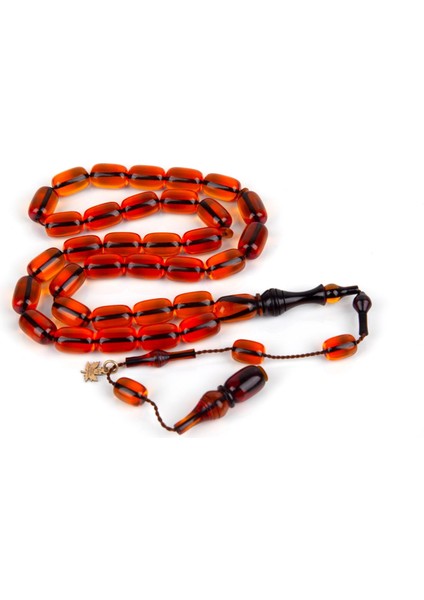 Ateş Kehribar Fırınlı Imame Kapsül Kesim 8x13 mm Tesbih -Amber Rengi