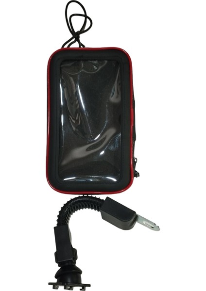 Motosiklet Telefon Tutucu - Ayna Altı Bağlantılı, USB Soketli, Kapalı Model