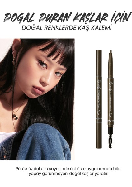 Doğal Görünüm Sunan Asansörlü Kaş Kalemi PERIPERA Speedy Eyebrow Auto Pencil (02 Gray Brown)
