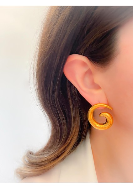 Çelik Küpe Sarmal Spiral Tasarım Küpe