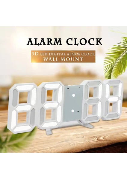 Ev Yatak Odası Atmosferi Akıllı 3D Dijital Saat Çalar Saat Sıcaklık Saati (Yurt Dışından)