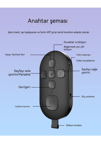 Ios Android Telefon Bluetooth Kısa Video Beğen Sayfa Çekim Uzaktan Kumandası (Yurt Dışından)