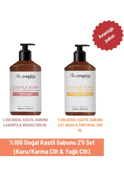 %100 Doğal Kastil Sabunu 2'li Set (Kuru/karma Cilt & Yağlı Cilt)