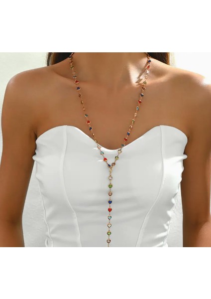 Renkli Y Şekilli Şık Kadın Kolye modelleri