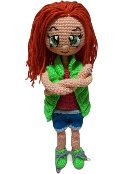 Portakal Kız Örgü Bebek 27 cm