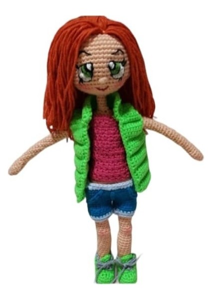 Portakal Kız Örgü Bebek 27 cm