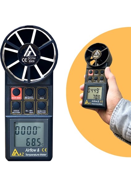 Az 8906 Profesyonel Hava Hızı ve Hava Debisi Ölçer