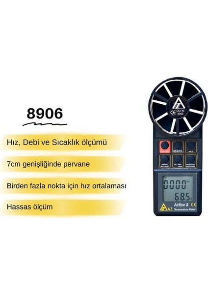 Az 8906 Profesyonel Hava Hızı ve Hava Debisi Ölçer modelleri