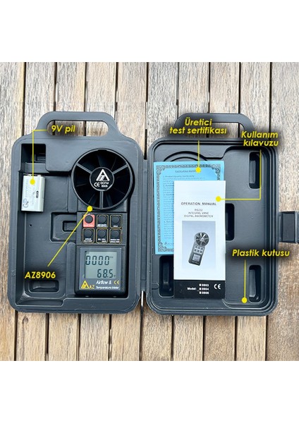 Az 8906 Profesyonel Hava Hızı ve Hava Debisi Ölçer fırsatları