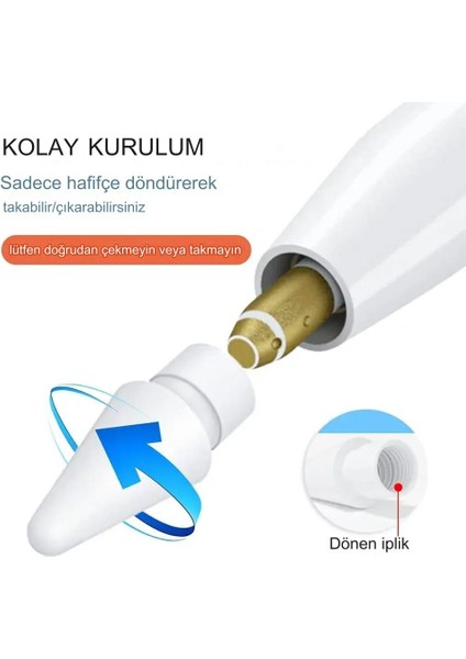 Apple Ipad Pencil Uyumlu Kalem Ucu Usb-C, 1.nesil,2. Nesil ve Pencil Pro Uyumlu Kalem Yedek Uç Kalem Ucu Tablet Kalemi (1 Tane)