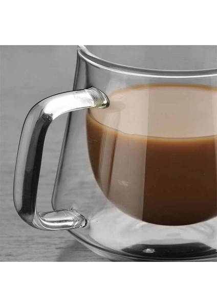 - 1 Adet 200 ml Çift Çidarlı Espresso Bardağı Sıcak İçecek Bardağı, Kulplu Kupa Bardak