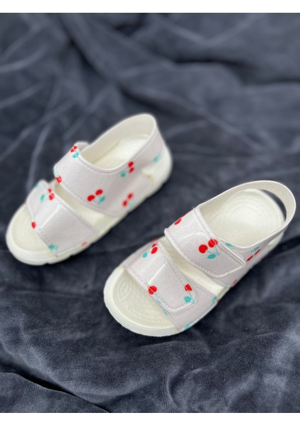 Kız Çocuk Üst Kiraz Baskılı Sandalet