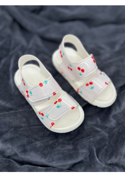 Kız Çocuk Üst Kiraz Baskılı Sandalet