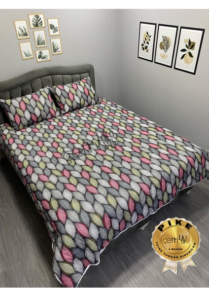 Çetinhome Çift Kişilik Kapitone Pike Seti 4 Mevsim Begonvil