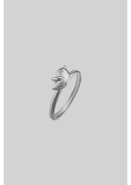 Minimal Tasarım Ikonik Kuş 18 Ayar Beyaz Altın Kaplama Gümüş Yüzük