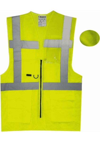 UW-220 Reflektörlü Cepli Mühendis Ikaz Yeleği Fosfor Sarı