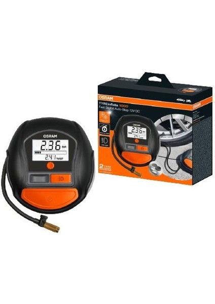 12V LASTİK ŞİŞİRME HAVA KOMPRESÖRÜ 180W (0-100 PSI / 0-6.9 BAR / 2 DK) (DİJİTAL)