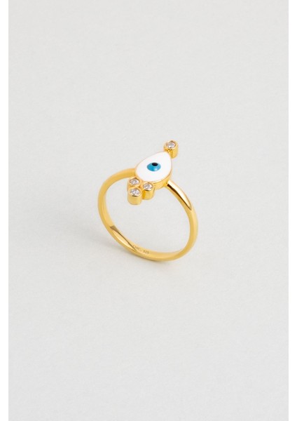 Ra'nın Gözü 18 Ayar Sarı Alltın Kaplama Gümüş Yüzük