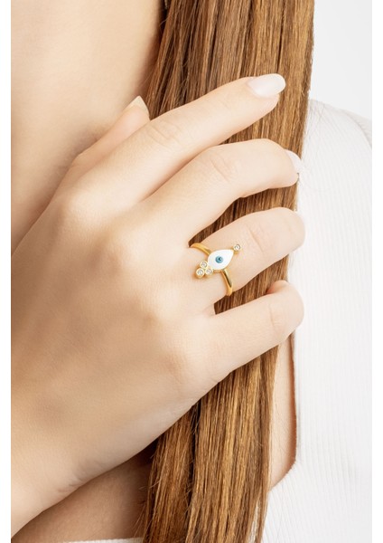 Ra'nın Gözü 18 Ayar Sarı Alltın Kaplama Gümüş Yüzük modelleri