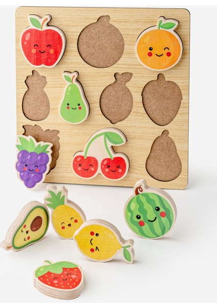 Montessori Ahşap Meyve Şekilli 3D Puzzle / Eğitici ve Öğretici Yapboz / El-Göz Koordinasyonu ve Zeka Gelişimi Oyunu fırsatları