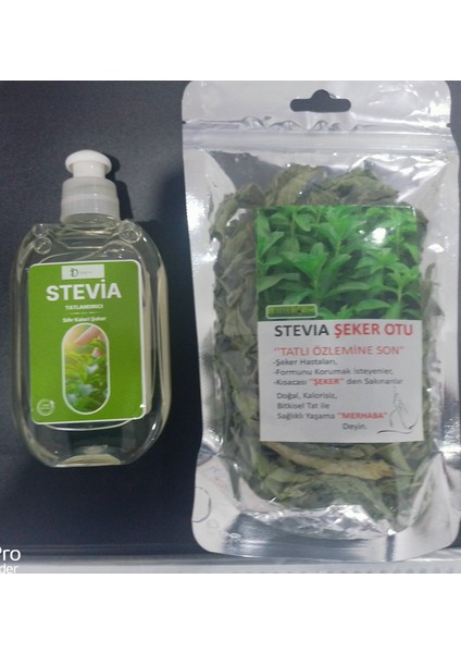 Stevia Sıfır Kalori Organik ve Doğal Sıcak Soğuk Içeçek ve Tatlı Kullanımaı 270 gr VE50 gr Yaprak fırsatları