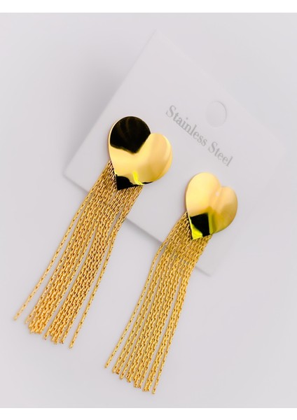 Çelik Küpe Sallantılı Zincirli Kalpli Küpe fiyatları