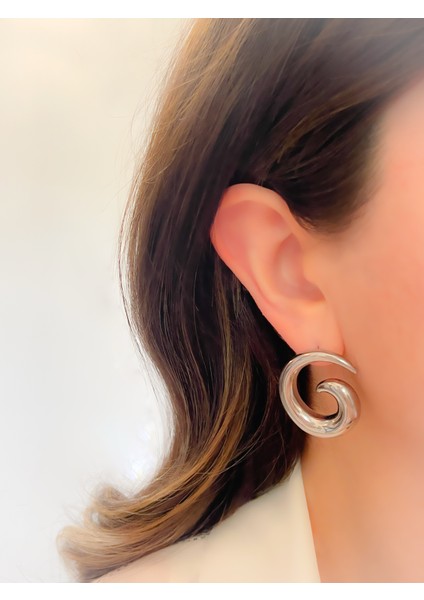 Çelik Küpe Sarmal Spiral Tasarım Küpe