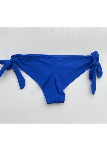 Mavi Kalın Ip Bağcıklı Brezilya Kesim Bikini Altı