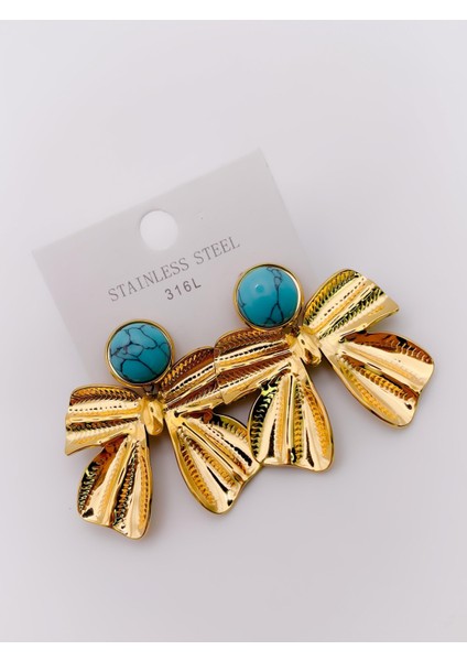 Çelik Küpe Firüze Taşlı Fiyonk Küpe fırsatları