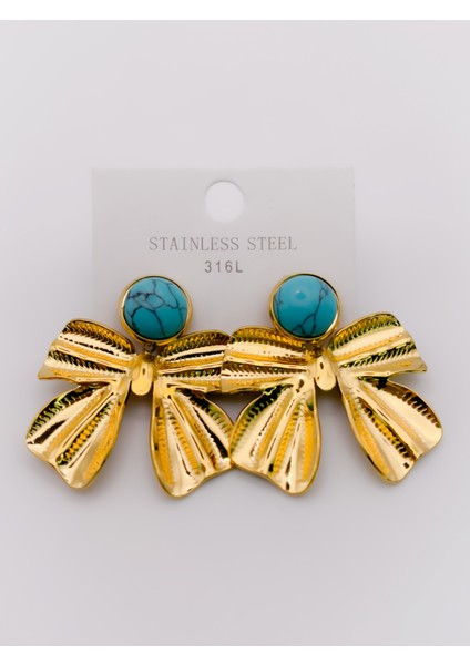 Çelik Küpe Firüze Taşlı Fiyonk Küpe indirimleri