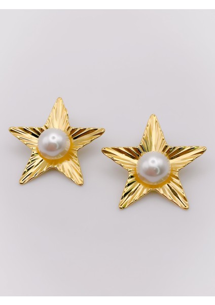 Çelik Küpe Tasarım İncili Yıldız Küpe fırsatları