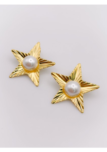 Çelik Küpe Tasarım İncili Yıldız Küpe indirimleri