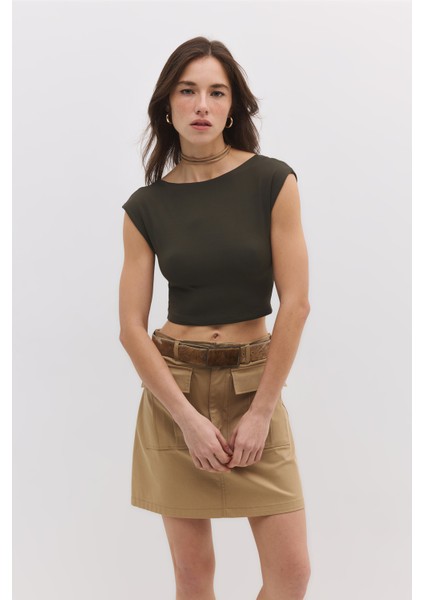Sırt Dekolteli Basic Crop Top