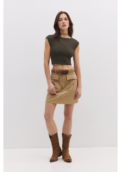Sırt Dekolteli Basic Crop Top
