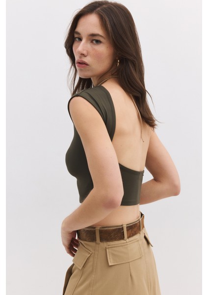 Sırt Dekolteli Basic Crop Top