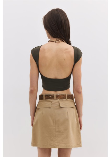 Sırt Dekolteli Basic Crop Top