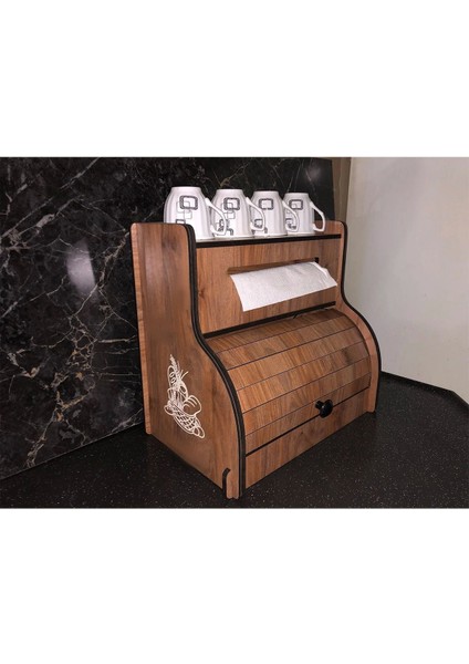 Ekmeklik New Bread Box,havlu Peçetelik(Saklama Gözlü, Baharatlık Rafı, Dekoratif Demonte
