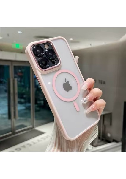 Apple iPhone 13 Pembe Krom Magsafe Telefon Kılıfı
