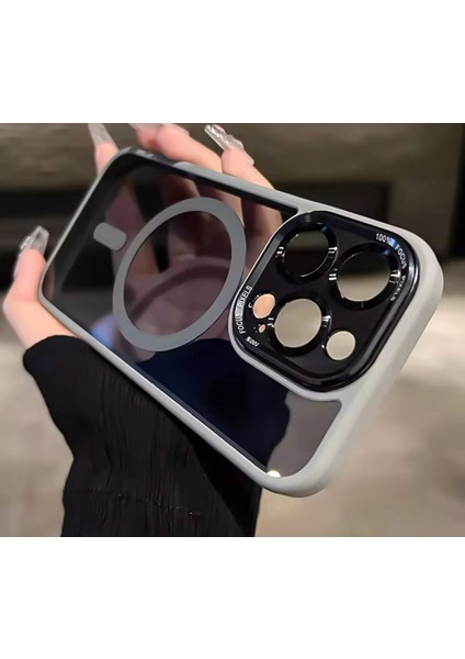 Apple iPhone 14 Plus Titanyum Krom Magsafe Telefon Kılıfı